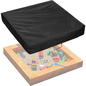 Sandbox Cover, Heavy Duty Waterproof Sand Box Cover, Suitable Use as Kids' Outdoor Square Sandbox Lid (Black, 50"X 50"X7.8"), Only Cover