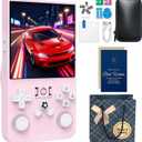 MYCHA R36MAX Retro Handheld Game Console Christmas Set with Gift Card & Bag,4 inch HD IPS Screen 128GB 21000+Classic Games,Portable Gift for Gamer (Pink Set)