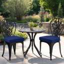 Outdoor Chair Cushions Set of 2: Waterproof & Fade Resistant Patio Furniture Cushions - 17 x 16 x 2 Inch Non Slip Round Corner Seat Cushion Pads with Removable Cover for Garden Yard Lawn, Navy Blue