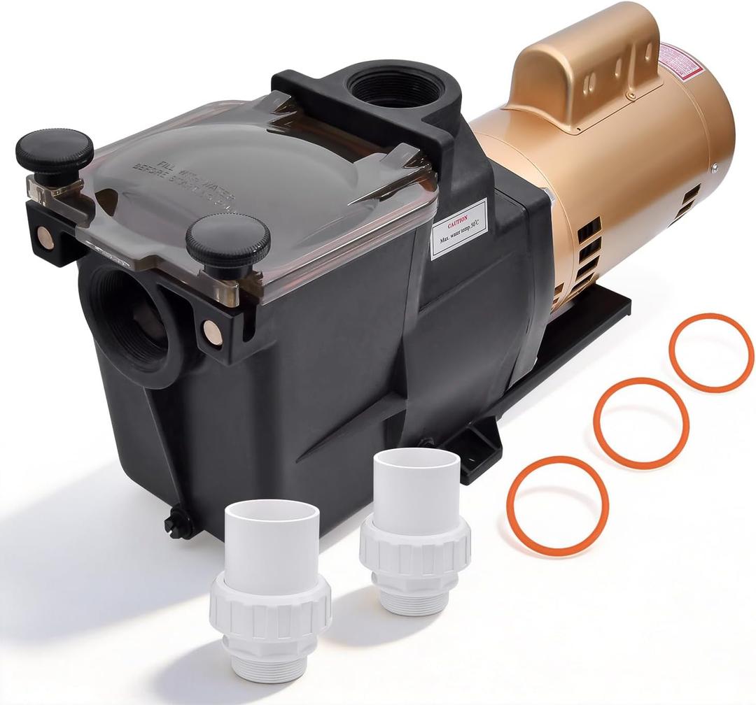 W3SP2610X15 1.5 HP In-Ground Pool Pump Single Speed 115/230V 5280GPH | High Flow 2" Inlet, Dual Voltage Low Noise, SP2610X15 Pool Super Pump w/Filter Basket Fitting Adapte