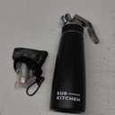 EurKitchen Stainless Steel Professional Whipped Cream Dispenser - Leak-Free Whip Cream Maker Canister - 3 Decorating Nozzles & Cleaning Brush - 1Pint /500 ML Cream Whipper - N2O Charger (Not Included) (Stainless Steel Black)