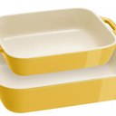Ceramics Rectangular Baking Dish Set, Color Yellow