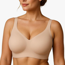 Jelly Wireless Bra Seamless Push Up Full Coverage Supportive Everyday Sport T-Shirt Bra Regular & Plus Size, M, Nude