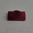 MakeMeChic Women's Satin Evening Bag 3D Flower Flap Wedding Clutch Bag Vintage Handbags (Burgundy)