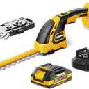 EWORK 21V Cordless Hedge Trimmer & Grass Shears 2-in-1 Handheld Small Electric Bush Trimmer with 2.0Ah Battery and Charger, Battery Powered Shrub Trimmer for Garden, Yard, Lawn Maintenance (Yellow)
