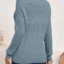 SHEWIN Fall Sweaters for Women Casual Crewneck Long Sleeve Crochet Pullover Tops Sweater (Blue, XL)