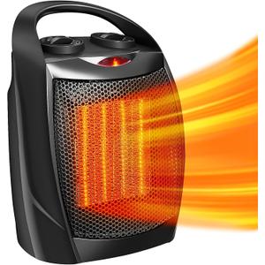 Antarctic Star Space Heater,Electric Portable Heater Fan for Indoor Use 750W/1500W ETL Certified Ceramic Small Mini Heater with Thermostat, Home Dorm Office Desktop and kitchen,Black (9.5 IN)