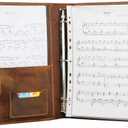 Handmade Leather Sheet Music Binder,Personalized Vintage Leather Music Organizer Cover,Full Grain Leather Concert Choir Music Folder for Band Z05-LMF05S, Brown