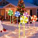 10PK Flashing Christmas Candy Cane Lollipop Lights for Pathway Outdoor, Christmas Decorations Outdoor, 8 Modes 130 LED Waterproof Xmas Stake Light for Garden Yard (Multi-Color),Demage