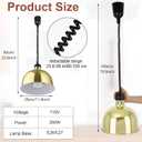 Nuanchu 2 Pack Hanging Food Heat Lamp Retractable with 250w Heating Bulb Commercial Infrared Food Service Warmer Fry Heating Light for Buffet Restaurant Kitchen Use (Gold,Dia 29cm)