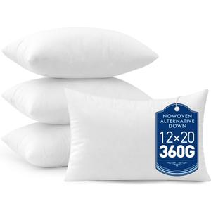MIULEE Set of 4 Throw Pillow Inserts 12x20 Inches, 100% Virgin Filling Nowoven Pillow Inserts for Couch Sofa Living Room