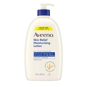 Aveeno Skin Relief Moisturizing Lotion Heals Very Dry, Sensitive Skin, Fast-Absorbing Body Lotion with Triple Oat & Shea Butter, Fragrance Free, Non-Comedogenic, Value Size, 33 fl. oz