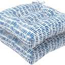 LVTXIII Outdoor Seat Cushions Seasonal Tufted Chair Cushions, Patio Chair Pads for Dining Chairs, Office Armchairs and Garden Furniture Decoration (Round Back, 19x19x4, Blue Pebble, 2 Pack)