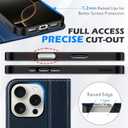 SHIELDON Case for iPhone 16 Pro 6.3", Genuine Leather Wallet Flip Magnetic Cover RFID Blocking Credit Card Holder Kickstand TPU Shockproof Case Compatible with iPhone 16 Pro 5G - Retro Dark Blue