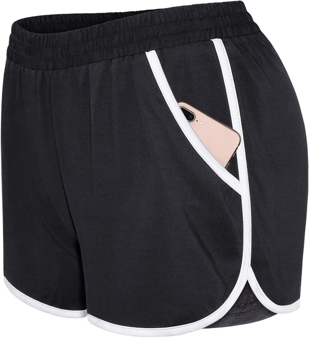 Blevonh Womens 2 in1 Running Athletic Workout Yoga Shorts with Pockets S-XXXL (Medium)
