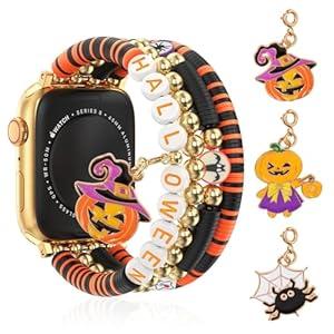 Halloween Beaded Bracelet Band Compatible with Apple Watch Band 41mm 40mm 38mm Handmade Beaded Charm iWatch Band for Apple Watch Ultra2/ Ultra Series 10/ 9/ 8/ 7/ 6/ 5/ 4/ 3/ 2/ 1 SE
