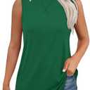 WEESO Womens Tank Tops Basic Casual Summer Trendy Crewneck Sleeveless Shirts Tops (Small, Green)