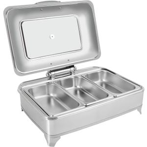 Buffet Server Food Warmer Electric, Adjustable Heat, for Parties Holidays Entertaining, 9L Chafing Dish Buffet Set, Stainless Steel & Glass