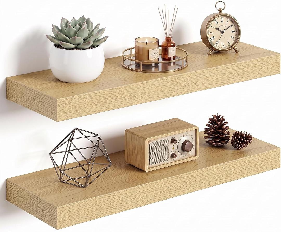Dreamland 20Inch Floating Shelves 6.7" Deep Wall Mounted Set of 2 Oak