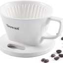 DOWAN Pour Over Coffee Maker, Non-Electric Pour Over Coffee Dripper with Open Base Design, Manual Brew Maker, Single Cups Porcelain Slow Brewing Accessories for Gifts, White