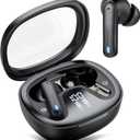 Wireless Earbuds, Bluetooth 5.4 Headphones, HiFi Stereo Bass Ear Buds, in Ear Earbuds with 4 ENC Noise Cancelling Mic, 45H, LED Display, IP7 Waterproof, Earphones for Phone Android/iOS Sports, Black