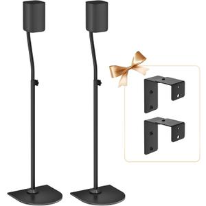Height Adjustable Speaker Stand Pair Extend 33" to 42" with Wall Mount for Samsung, Vizio, Bose, LG, Roku Rear Speakers and More Surround Sound Speaker Stands Up to 5Lbs with Key Hole&Thread Hole