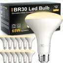 TJOY 12 Pack BR30 Flood Light Bulb Indoor, 65W Equivalent Dimmable Led Recessed Lights Bulb, 2700K Soft Warm White, E26 Base Bulbs for Kitchen Ceiling, Recessed Can, Replacement Incandescent, 9W,800LM