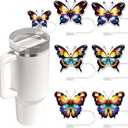 3 x Butterfly Straw Topper for Stanley Cup, Silicone Glitter Straw Cover, Cute Straw Cover Cap Tumbler Cup Accessories