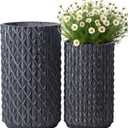 17.3 & 20.8 inch high Concrete Flower pots Set of 2, The planters for Outdoor Plants with Drainage Hole, Modern Family Outdoor Decor Plant pots, Indoor Plant pots for Home Decor. (Black)