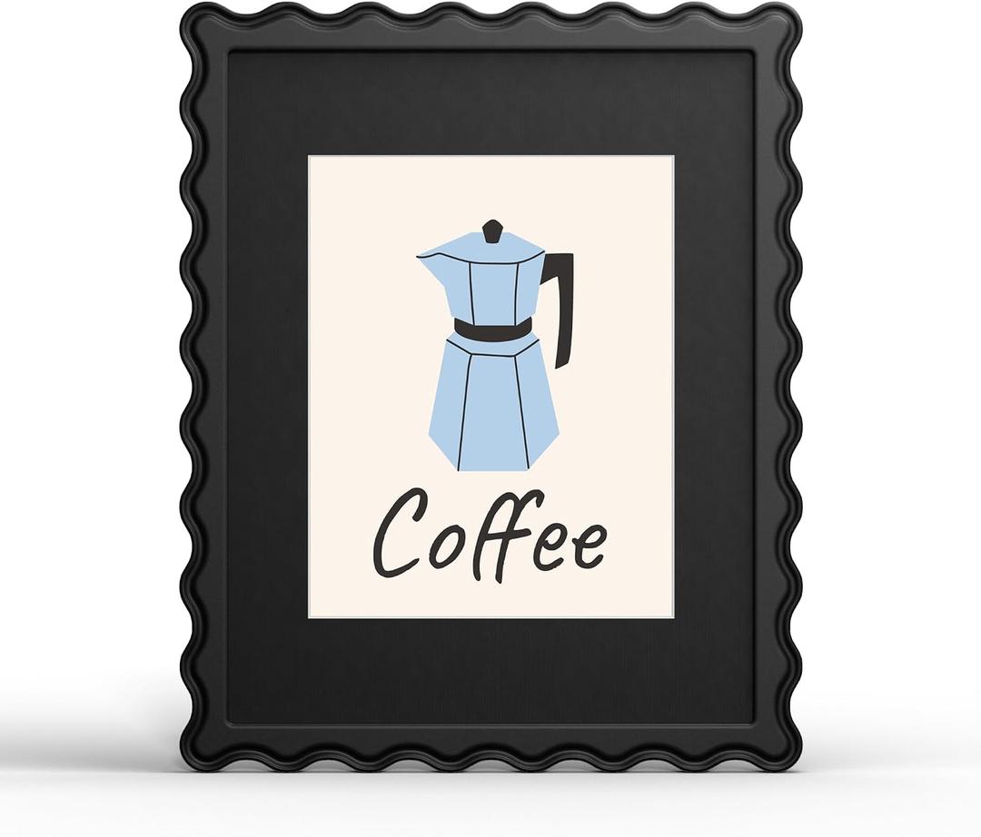 YESKAY 11x14 Wavy Picture Frame,Cute Scalloped Wooden Frame with Real Glass, 11x14 in