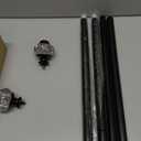 Black Curtain Rods 32 to 58 Inches (2.6-4.8ft), USFOOK 7/8 Inch Telescoping Splicing Drapery Rods for Windows 20 to 54 Inch, Decorative Translucent Finials