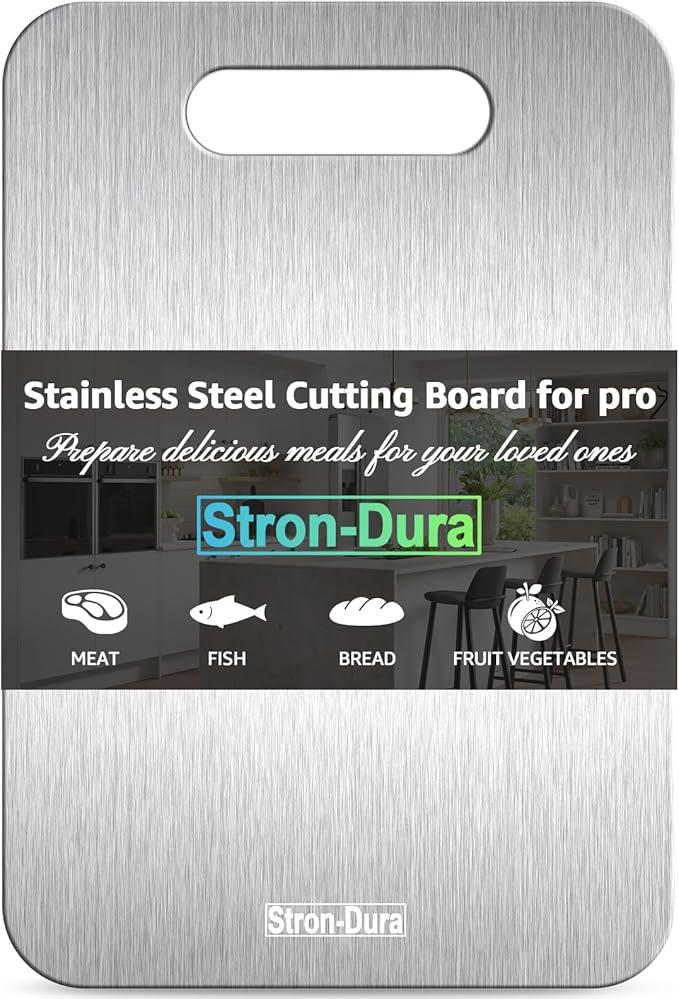 Cutting Board for Kitchen, Food Grade Stainless Steel Cutting Board for Meat, Fruit, Vegetables, Outdoor or Indoor, S Size, 11.5" * 8"
