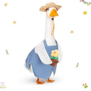 FuWeave Spring Porch Goose Outfit for 17" Blue Overalls Lawn Goose Costume Clothes for Outdoor Patio Yard Lawn Art Decoration, White/Blue