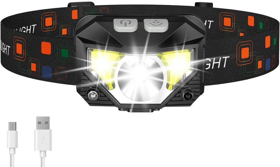 LHKNL Headlamp Flashlight, Lumen Ultra-Light Bright LED Rechargeable Headlight with White Red Light, Waterproof Motion Sensor Head Lamp,8 Modes for Outdoor Camping Running Hiking Fishing (Black) LHKNL Headlamp Flashlight, Lumen Ultra-Light Bright LED Rechargeable Headlight with White Red Light, Waterproof Motion Sensor Head Lamp,8 Modes for Outdoor Camping Running Hiking Fishing (Black)