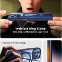 360 Rotatable Magnetic Stand for iPhone 14 pro Case Compatible with Mag-Safe 16FT Military Drop Protection, Anti-Scratch/Fingerprint Shockproof iPhone 14 pro Phone Case(Clear-Blue)