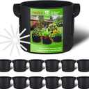 PHYEX 12-Pack 10 Gallon Grow Bags, Heavy Duty Fabric Pots with Handles, Reusable Plant Bags for Vegetable, Herbs & Flowers, BPA-Free, Breathable, Durable