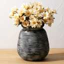 7 Inch Tall Vintage Ceramic Flower Vase,Rustic Farmhouse Vase for Home Decor,Distressed Decorative Terracotta Vase for Table Entryway Mantel Centerpiece Bookshelf Living Room Bedroom (104-bronze)