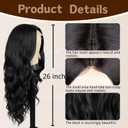 Long Black Wig for Women 26 Inch Middle Part Wavy Women Charming Hair Realistic Natural Looking Synthetic Heat Resistant Fiber Wig for Daily Party Use