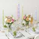 Conelist 12 Pcs 9.8" Floral Long Taper Candles Pastel Flower Candlesticks Tall Smokeless Unscented Decorative Tapered Candles Gifts for Christmas Wedding Home Dinner Party Decorations