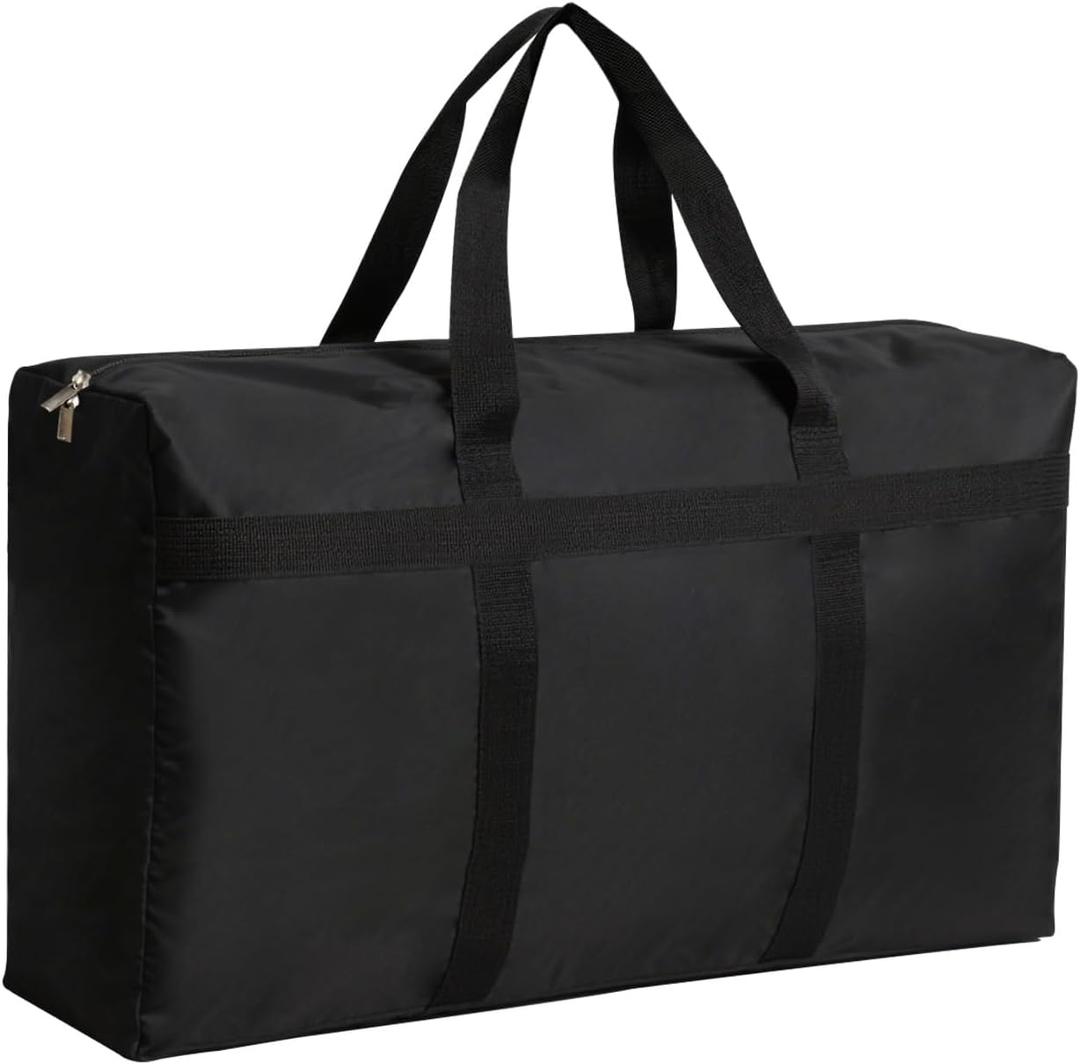 Extra Large Moving Bags with Strong Zippers, Storage Bags with Carrying Handles, Duffle Bag Packing Bags for Moving, Storage, Travel and Camping, Storagebag Totes for Space Saving (1 Pack, Black)