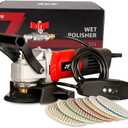 800W/110V Variable Speed 4'' Wet Polisher / Grinder & Granite Diamond Polishing Pads Concrete Polisher Stone Polisher for Granite/Marble/Concrete/Stones (PA0001000-2)