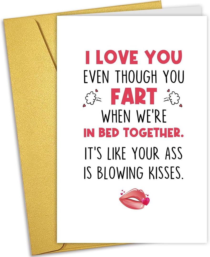 5 x Nchigedy Naughty Valentines Day Card for Him Her, Funny Wedding Anniversary Card for Husband Wife, Cheeky Fart Vday Card Gift for Girlfriend Boyfriend