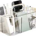 Vidifor Clear Thickened Portable Caddy Tote, Shower Caddy with Handle for Art Supplies, Makeup, Crafts, Colored Pencils, Sewing, Office Supplies (Clear)