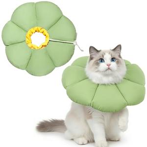 Maiiu Soft Cat Cone Collar After Surgery, Cat Recovery Collar to Stop Licking Wounds, Adjustable Elizabethan E-Collar for Cats Waterproof Donut Collar for Wound Healing (Green, Large)