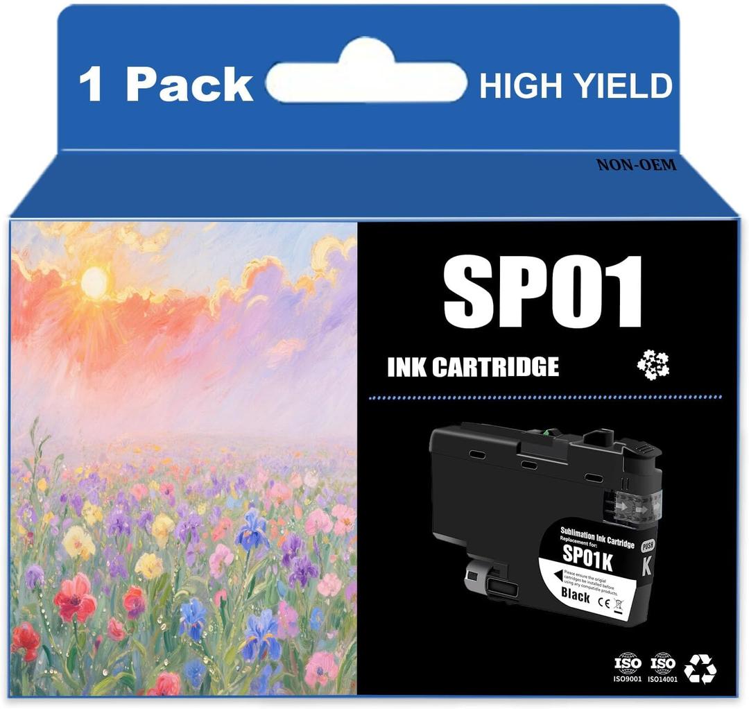 Run Star SP01 SP-01 SP-1 Black Sublimation Ink Cartridge Replacement for Brother SP01BKS SP01CS SP01MS SP01YS use for Brother SP-1 Sublimation Printer (1 Black)