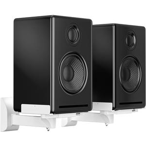 Suptek Large Dual Side Clamping Bookshelf Speaker Wall Mounting Bracket for Large Surrounding Sound Speakers, Hold up to 55lbs, White