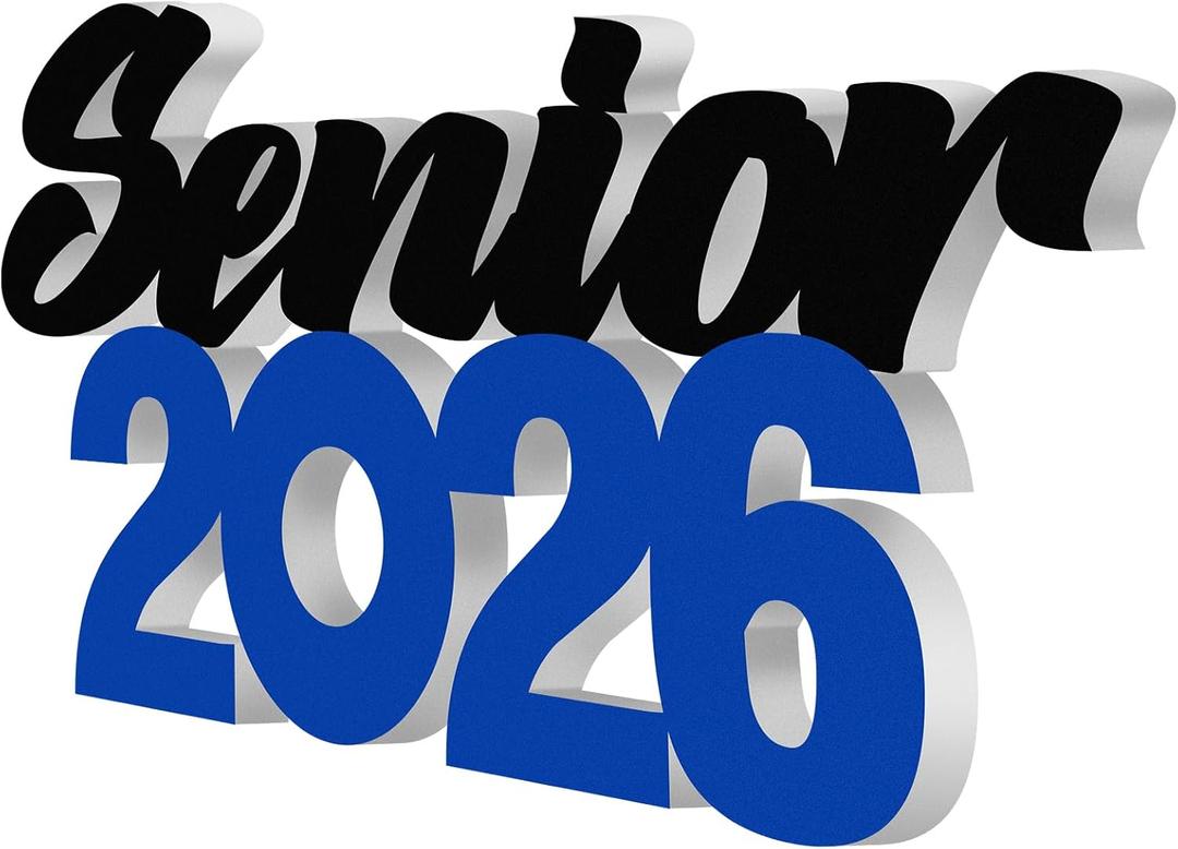 Yaomiao Senior 2026 Sign Graduation Props Grad Decorations Senior Black Blue Graduation Table Centerpieces Class of 2026 Sign for High School College