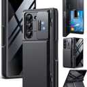 TONGATE Wallet for Z Fold 6 Case with Privacy Screen Protector, [4-Card Holder][Anti Spy] Built-in Large Stand & Slide Camera Cover Z6 Shockproof Phone Case for Samsung Galaxy Z Fold 6 2024, Black