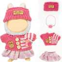 3 x Clothes for 17cm Dolls(NO Doll) , Outfits with Accessories, Rose Red | Suit for Lububu, Cute Stylish Dress Up Set