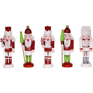 5PCS Christmas Decorations Nutcracker Ornament,5 inch Wooden Soldier Decor Xmas Tree Hanging Nutcracker Soldier Set for Tree Table Decor Gifts.